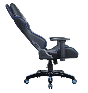 Кресло компьютерное BRABIX "GT Carbon GM-120", две подушки, экокожа, черное/синее, 531930