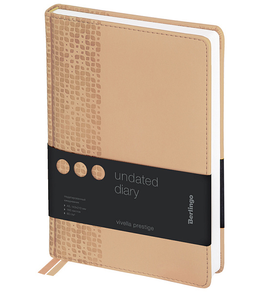 Ежедневник недатир. A5, 160л., кожзам, Berlingo "Vivella Prestige", бежевый