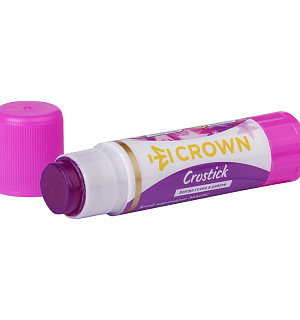 Клей-карандаш Crown "Indicator", 15г, с цветным индикатором, ПВП
