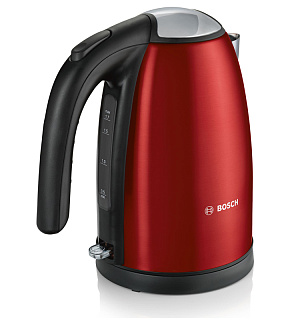 Чайник электрический Bosch TWK7804, 1,7л, 2200Вт, нержавеющая сталь, красный