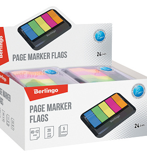 Флажки-закладки Berlingo, 45*12мм, 20л*5 неоновых цветов, в диспенсере