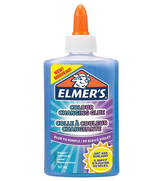 Клей для слаймов Elmers "Color Changing Glue", 147мл, для слаймов, меняющ. цвет, синий-фиолетовый, непрозрачный