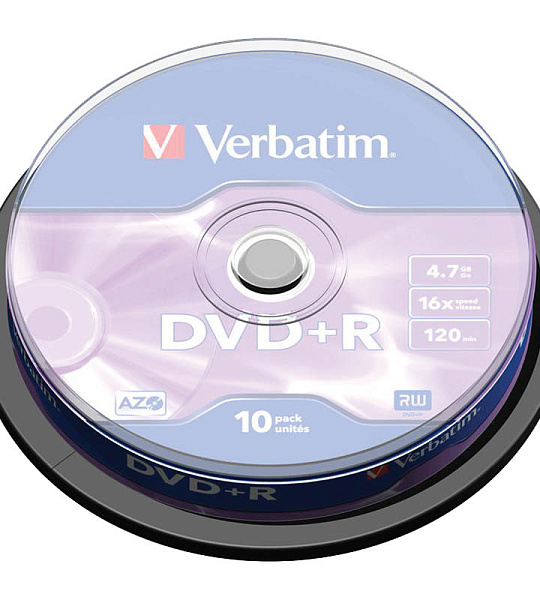 Диск DVD+R 4.7Gb Verbatim 16x Cake Box (10шт)