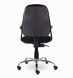 Кресло BRABIX "Comfort MG-322", хром, регулируемая эргономичная спинка, ткань, черное, 532558
