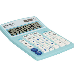 Калькулятор настольный BRAUBERG EXTRA PASTEL-12-LB (206x155 мм), 12 разрядов, двойное питание, ГОЛУБОЙ, 250486