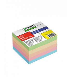 Блок для записей на склейке СТАММ "Basic" 6*5*4см, цветной