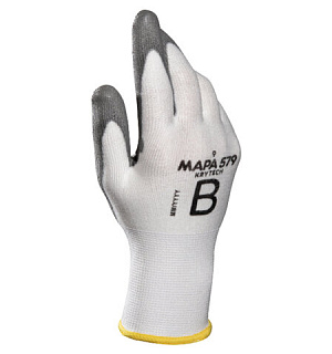 Перчатки текстильные MAPA KryTech 579, полиуретановое покрытие (облив), защита от порезов, размер 8 (M), белые