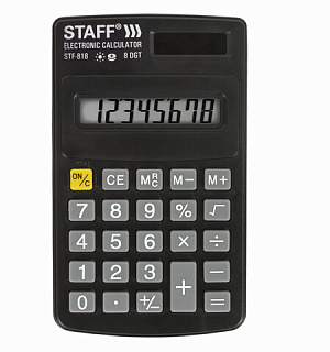 Калькулятор карманный STAFF STF-818 (102х62 мм), 8 разрядов, двойное питание, 250142