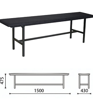 Банкетка без спинки "Берта", 1500х430х475 мм, усиленная, черный каркас, кожзам черный, разборная