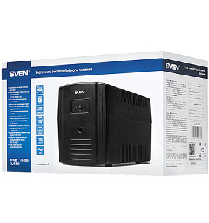 Источник бесперебойного питания SVEN Pro 1000, 1000VA (720W), 3 евророзетки, 2 розетки RJ45, SV-013868