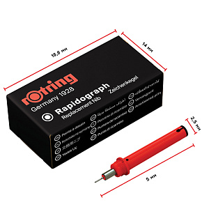 Пишущий элемент для рапидографа Rotring 0,18мм, картон. упаковка