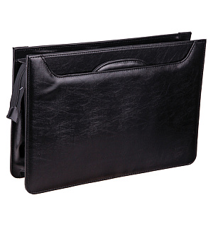 Портфель OfficeSpace "Irena", кожзам, черный, 2 отделения, молния, задвиг. ручки