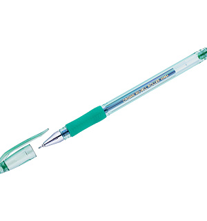 Ручка гелевая Crown "Hi-Jell Needle Grip" зеленая, 0,7мм, грип, игольчатый стержень, штрих-код