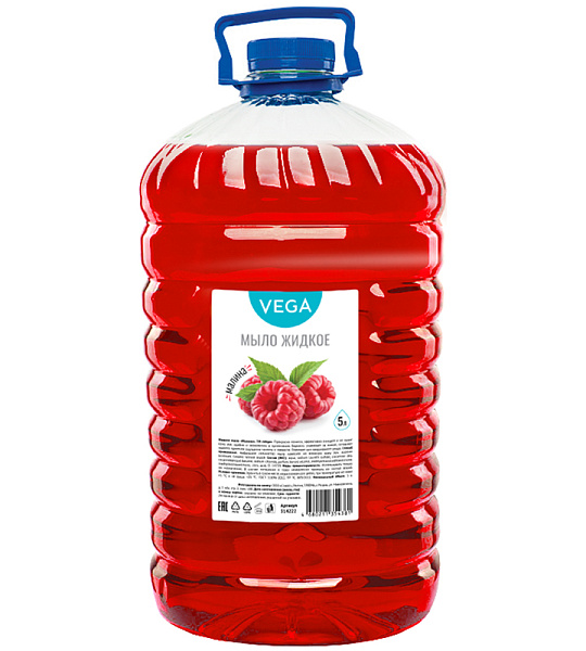 Мыло жидкое Vega "Малина", 5л, ПЭТ
