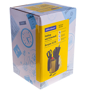 Настольный органайзер OfficeSpace "Витраж", 11 предметов, вращающийся, черный/цветной