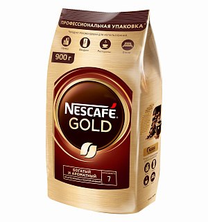 Кофе молотый в растворимом NESCAFE (Нескафе) "Gold", сублимированный, 900 г, мягкая упаковка, 01968, 12348493