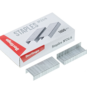 Скобы для степлера №24/6 Berlingo, оцинкованные, 1000шт.