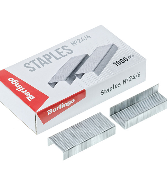 Скобы для степлера №24/6 Berlingo, оцинкованные, 1000шт.