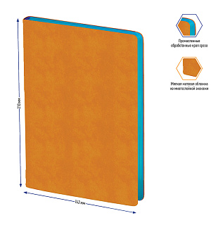 Записная книжка А5 80л., кожзам, Berlingo "Fuze", цветной срез, оранжевый