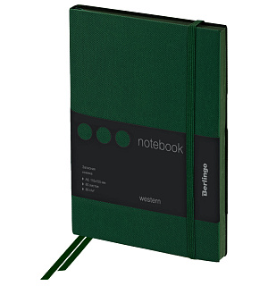 Записная книжка А6 80л., кожзам, Berlingo "Western", с резинкой, зеленый