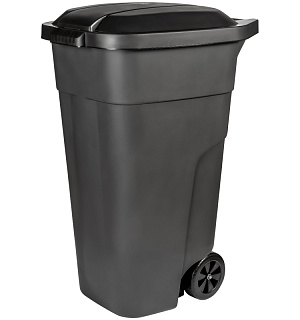 Бак для мусора уличный PlastTeam, с крышкой, на колесах, 110л