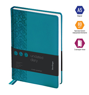 Ежедневник недатир. A5, 160л., кожзам, Berlingo "Vivella Prestige", аквамарин