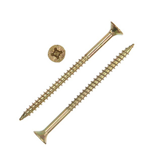 Саморез универсальный 6х90, потай, крупная резьба,шлиц PZ3, жёлтый цинк, 1230 шт,13 кг