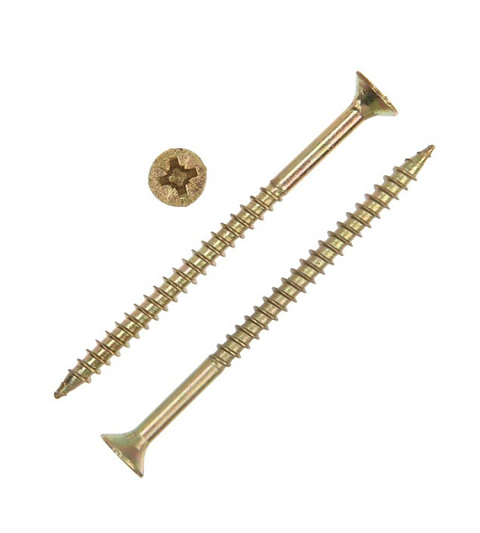 Саморез универсальный 6х90, потай, крупная резьба,шлиц PZ3, жёлтый цинк, 1230 шт,13 кг