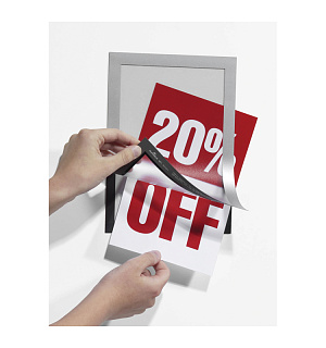 Комплект рамок самоклеящихся магнитных информационных 2шт. Durable "Duraframe" А4, серебристый металлик