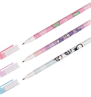 Ручка гелевая стираемая MESHU "Meow Friends" синяя, 0,5мм, корпус ассорти