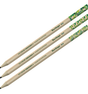 Карандаш ч/г Berlingo "Green Series" HB, шестигран., заточен., пластиковый, ассорти