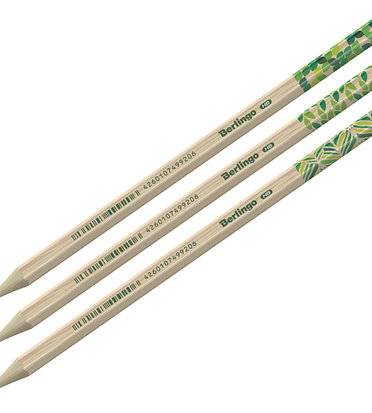 Карандаш ч/г Berlingo "Green Series" HB, шестигран., заточен., пластиковый, ассорти