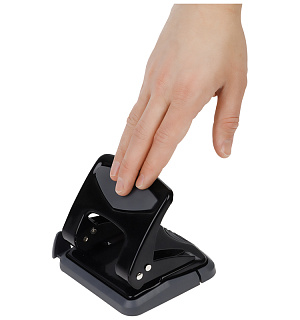 Дырокол OfficeSpace 35л., металлический, черный, с линейкой