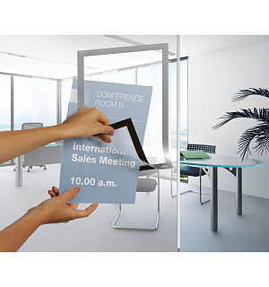 Комплект рамок самоклеящихся магнитных информационных 2шт. Durable "Duraframe" А4, серебристый металлик