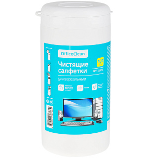 Салфетки чистящие влажные OfficeClean, универсальные, в тубе, плотные, 100шт.