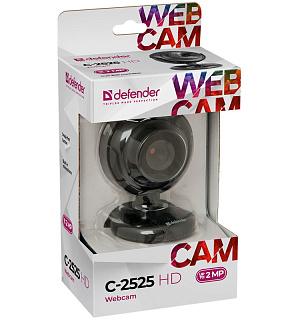 Веб-камера Defender C-2525HD, 2МП, 1600*1200, микрофон, кнопка фото, USB 2.0