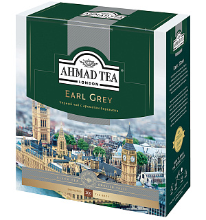 Чай Ahmad Tea "Earl Gray", черный с бергамотом, 100 фольг. пакетиков по 2г