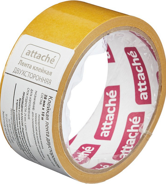 Клейкая лента двусторонняя ATTACHE 38х10м, полипропилен