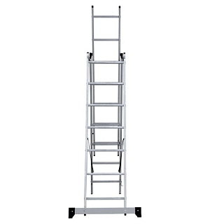 Лестница-трансформер 3-х секционная 3х7 ступеней, 3х1,9 м, высота 4,5 м, нагрузка 150 кг, алюминий, НОВАЯ ВЫСОТА, 1230307