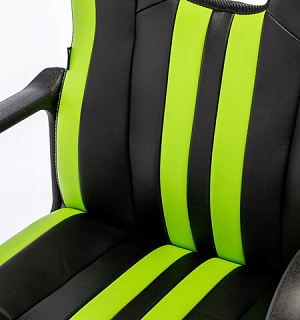 Кресло компьютерное BRABIX "Stripe GM-202", экокожа, черное/зеленое, 532511