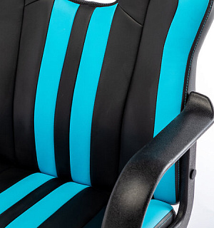 Кресло компьютерное "BRABIX Stripe GM-202", экокожа, черное/голубое, 532509