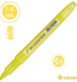 Текстовыделитель Crown "Multi Hi-Lighter" желтый, 1-4мм
