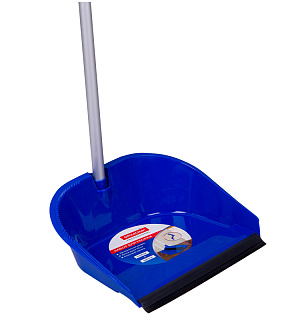 Совок для мусора OfficeClean Professional со щеткой-сметкой, алюм.ручка 70см, пластик, резин. кромка
