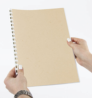 Обложки картонные для переплета, А4, КОМПЛЕКТ 100 шт., тиснение под кожу, 230 г/м2, слоновая кость, BRAUBERG, 530947