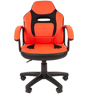 Кресло детское Chairman Kids 110, PL черный, экокожа красная/ткань TW черная, регулир. по высоте