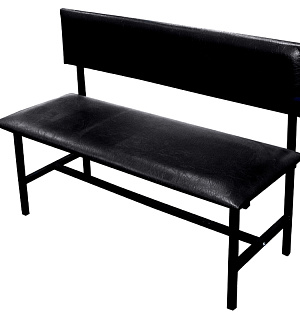 Банкетка со спинкой Берта+ БМ 6, 1200*430*475 (864) каркас черный муар, кожзам черный К-01