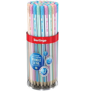 Карандаш ч/г Berlingo "Triangle ultra" HB, трехгранный, c ластиком, заточен.