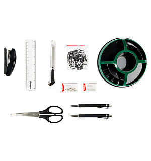 Настольный органайзер Berlingo "BR", 9 предметов, вращающийся, черный/зеленый