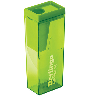 Точилка пластиковая Berlingo "NeonBox" 1 отверстие, контейнер, ассорти