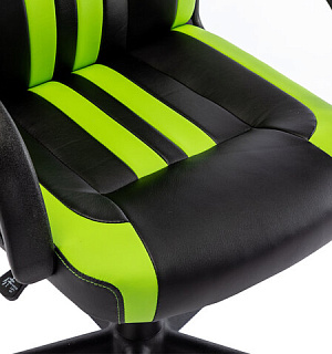 Кресло компьютерное BRABIX "Stripe GM-202", экокожа, черное/зеленое, 532511